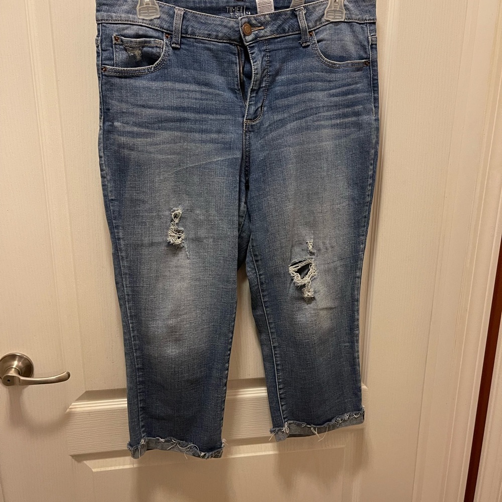 Maurices Light Blue Distressed Ankle Jeans